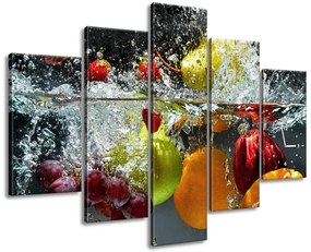 Gario Obraz s hodinami Sladké ovocie - 5 dielny Rozmery: 150 x 70 cm