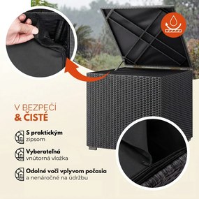 Polyratanový úložný box RICCO, 318L, 75x75x70cm, čierna Casaria
