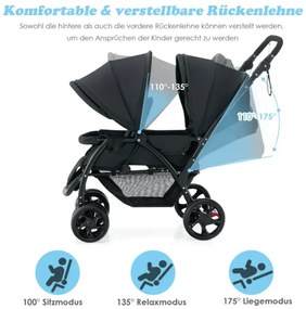 Súrodenecký kočík skladací súrodenecký kočík twin kočík twin bugg šedá