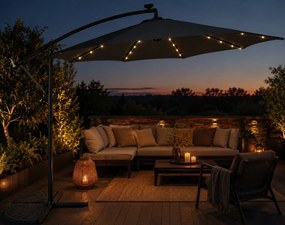 Ekspand Záhradný LED slnečník s bočným ramenom 300 cm sivý