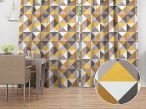 Biante Zamatový záves Tamara TMR-020 Žlto-sivobéžové trojuholníky 145x250 cm