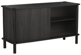 Čierna vitrína z dubového dreva s posuvnými dverami 135x73,5x48 cm Italic – UMAGE