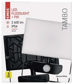 EMOS LED reflektor s pohybovým snímačom TAMBO, 30W, 2400lm, 4000K, IP54
