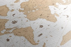 Obraz mapa sveta s historickým nádychom v béžovom prevedení