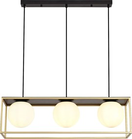 Toolight Toolight, stropné svietidlo 44x13x15,5 cm 3xG9 APP1164-3CP, čierna-zlatá, OSW-14017