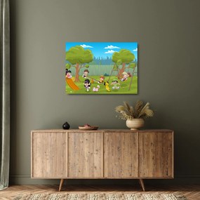 Sklenený obraz - Deti na ihrisku (70x50 cm)