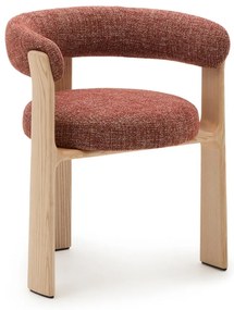 Jedálenské kreslo s podrúčkami z jaseňového dreva v prírodnej farbe/terakotové Granite – Kave Home