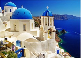 Sklenený obraz - Santorini, Grécko (70x50 cm)