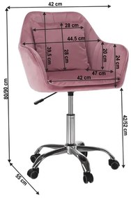 Kancelárske kreslo Siegen (ružová + chróm). Vlastná spoľahlivá doprava až k Vám domov. 1034341