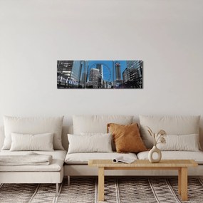 Obraz nočného mesta (s hodinami) (90x30 cm)