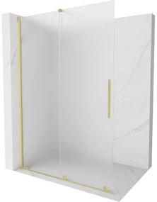 Mexen Velar, sprchová zástena s posuvnými dverami Walk-in 160 x 200 cm, 8mm sklo námraza, zlatá matná, 871-160-000-33-55