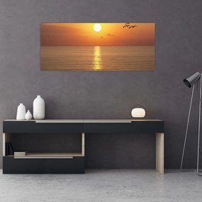 Obraz - Západ slnka nad oceánom (120x50 cm)