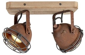 Priemyselné bodové svetlo hrdzavohnedé s dreveným sklonom 2-svetlo - Gina