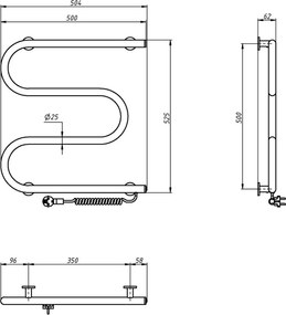 Aqualine Aqualine, VIPE elektrický sušiak uterákov, 500x500mm, 59W, biela, SU155