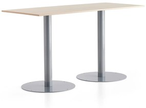 Barový stôl ALVA, 1800x800x1000 mm, strieborná, breza