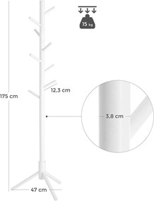 Biely vešiak z masívneho dreva STELLO