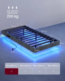 Čalúnená posteľ s LED podsvietením 90 cm RMB162G101