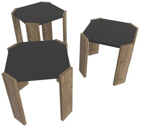 Set 3 konferenčných stolíkov Lorizolla (antracit + orech). Vlastná spoľahlivá doprava až k Vám domov. 1106450