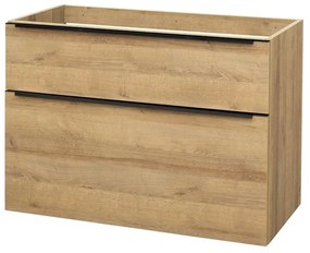 Mereo, Mereo Mailo, kúpeľňová skrinka 101 cm, dub Riviera, čierne madlo, MER-CN522SB