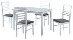 Jedálenský set, MDF biela/látka sivá, BRISBO 1+4