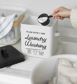 Kovový úložný box na prací prášok s dávkovačom LAUNDRY