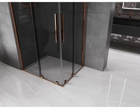 Mexen Velar Duo, sprchový kút s posuvnými dverami 90 x 80 cm, 8mm šedé sklo, ružové zlato, 871-090-080-42-60