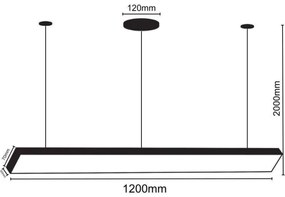 LED Luster na lanku LED/32W/230V 4000K pr. 120 cm čierna