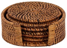 Hnedé ratanové tácky v súprave 6 ks – Tiseco Home Studio