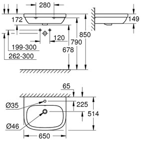 GROHE 39323000 - Umývadlo EURO CERAMIC 650 × 514 mm keramika/biela