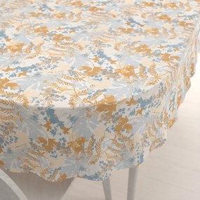 Biante Zamatový oválny obrus Tamara TMR-043 Hnedo-modré designové rastliny 120x200 cm