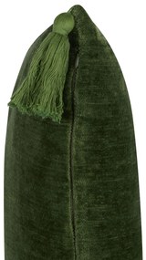 Sada 2 zamatových vankúšov so strapcami 45 x 45 cm zelená HIZZINE Beliani