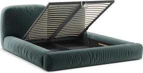 Čalúnená dvojlôžková posteľ s úložným priestorom s roštom 160x200 cm v petrolejovej farbe Martina – Micadoni