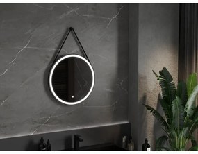 Mexen Reni, LED kúpeľňové zrkadlo s podsvietením 60x60 cm, 6000K, čierny rám, ochrana proti zahmlievaniu, 9812-060-060-611-70