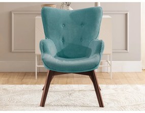 Tyrkysové menčestrové kreslo Niko – Ropez