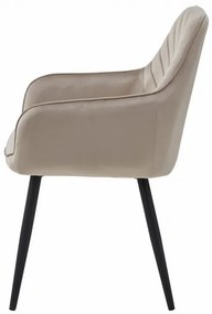 Set dvoch jedálenských stoličiek NANA zamatové, tmavobéžové (čierne nohy) 2 ks