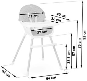 Stolička na kŕmenie Nukido Lilo 700700, šedá
