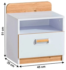 Nočný stolík Ego L12 - biela / dub nash