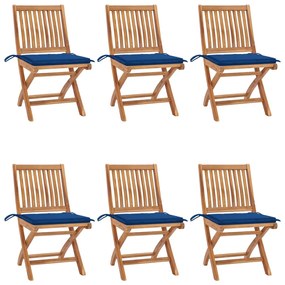 Skladacie záhradné stoličky s podložkami 6 ks tíkový masív 3072844