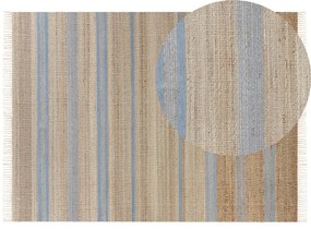 Jutový koberec 160 x 300 cm béžová/modrá TALPUR Beliani