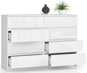 Komoda Rollo X 138,4 cm biela lesklá