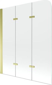 Mexen FELIX, vaňová zástena, 3-krídlová, 120 x 140 cm, zlatá-transparentná, 890-120-003-50-00
