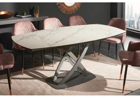 Rozkladací jedálenský stôl 41450 130/190 x 100cm Marble Look White Ceramik  - Komfort-nábytok