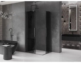 Mexen Velar Duo, sprchový kút s posuvnými dverami 100 x 90 cm, 8mm šedé sklo, grafit brúsený, 871-100-090-42-66