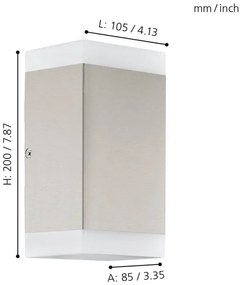 Eglo 75545 - LED Vonkajšie nástenné svietidlo CARPINERA 2xGU10/4,6W/230V IP44