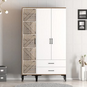 Šatníková skriňa Kiara PT (orech + biela). Akcia -18%. Vlastná spoľahlivá doprava až k Vám domov. 1088433