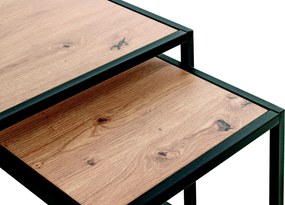 Sada stolíkov Lucca, čierne/dub artisan