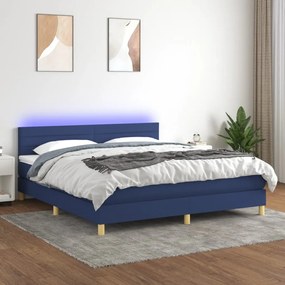 Posteľ boxsping s matracom a LED modrá 180x200 cm látka 3133819