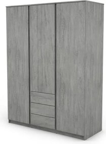 Šatníková skriňa Carlos, šedý beton, 152 cm