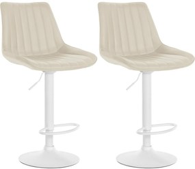 Design-Shop 2x Barová stolička Toni - koženka, biely rám - Krémová