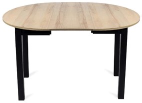 JAKS Okrúhly rozkladací stôl Harry 102 až 142 cm dub Riviera čierne nohy